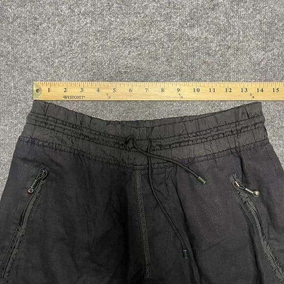 Zara Man Linen Jogger Pants With Ribbed Cuffs M Black - Picture 5 of 6